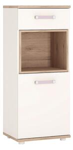 Kroft Wooden Narrow Storage Cabinet In White High Gloss And Oak