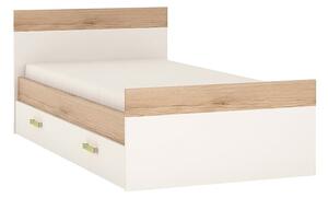 Kaas Wooden Single Bed With Drawer In White High Gloss And Oak