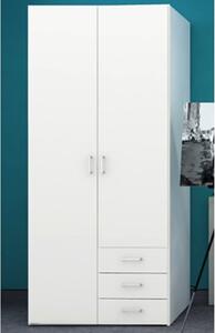 Scalia Wooden Wardrobe In White With 2 Doors 3 Drawers