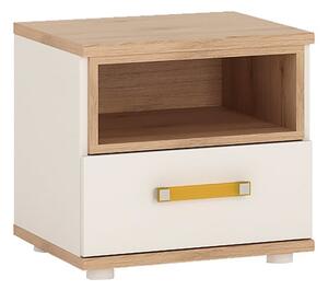 Kepo Wooden Bedside Cabinet In White High Gloss And Oak