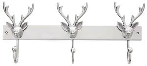 Uloka Aluminium Stag Head Coat Hanger In Silver With 3 Hooks