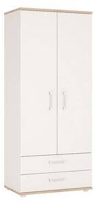 Kast Wooden Wardrobe In White High Gloss And Oak