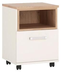 Kast Wooden Office Pedestal Cabinet In White High Gloss And Oak