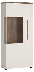 Toltec Left Handed Low Wooden Display Cabinet In Oak White Gloss