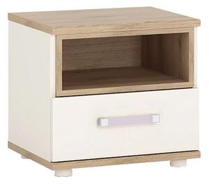 Kroft Wooden Bedside Cabinet In White High Gloss And Oak