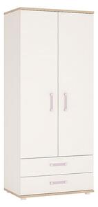 Kroft Wooden Wardrobe In White High Gloss And Oak