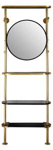 Hawkon Metal Coat Stand With Round Mirrror In Black And Brass