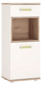 Kaas Wooden Narrow Storage Cabinet In White High Gloss And Oak