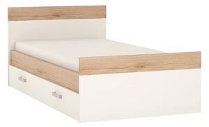 Kroft Wooden Single Bed With Drawer In White High Gloss And Oak