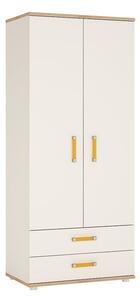 Kepo Wooden Wardrobe In White High Gloss And Oak