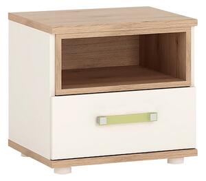 Kaas Wooden Bedside Cabinet In White High Gloss And Oak