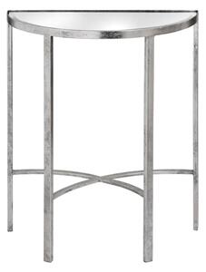 Bolek Mirrored Glass Half Moon Side Table With Silver Legs