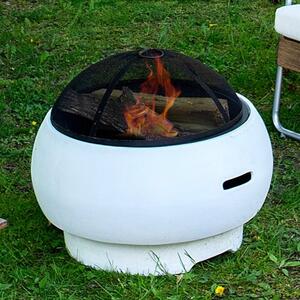 Ashur Ceramic Burning Fire Pit With Grilling In Bright White