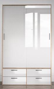 Liston Wooden Sliding Doors Wardrobe In Oak And White High Gloss