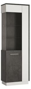 Zinger Left Handed Glass Display Cabinet In Grey And White