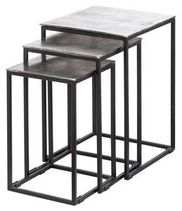 Farron Metal Square Nest Of 3 Tables In Silver