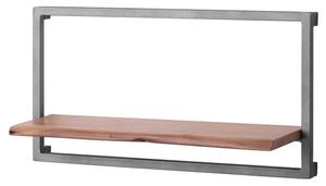 Livan Large Wooden Shelf In Brown With Gun Metal Frame