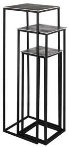 Farron Metal Square Tall Nest Of 3 Tables In Silver