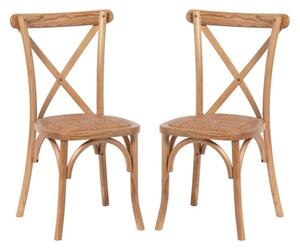 Hapron Cross Back Light Oak Wooden Dining Chairs In Pair