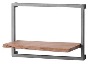 Livan Medium Wooden Shelf In Brown With Gun Metal Frame