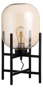 Latinas Vintage Industrial Glass Glow Table Lamp In Black