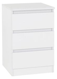 Mcgowan Wooden Bedside Cabinet In White With 3 Drawers