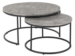 Alsip Round Wooden Set Of 2 Coffee Table In Concrete Effect