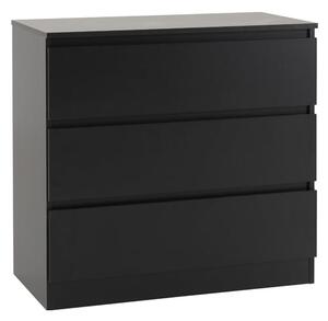 Mcgowan Wooden Chest Of Drawers In Black With 3 Drawers