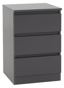 Mcgowan Wooden Bedside Cabinet In Grey With 3 Drawers