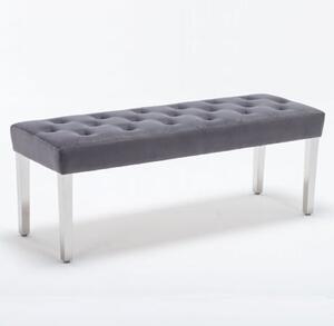 Kepro Velvet Upholstered Dining Bench In Dark Grey