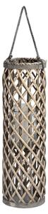 Cave Medium Wicker Lantern In Brown With Glass Hurricane