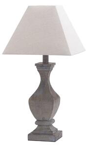 Inkier Fluted Wooden Table Lamp In Brown With Beige Shade