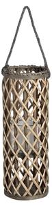 Cave Small Wicker Lantern In Brown With Glass Hurricane