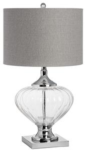 Venin Mirrored Table Lamp In Silver With Grey Shade