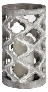 Mariana Large Stone Effect Patterned Candle Holder In Grey