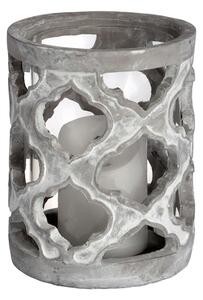 Mariana Small Stone Effect Patterned Candle Holder In Grey