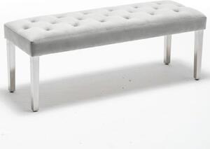 Kepro Velvet Upholstered Dining Bench In Dove Grey