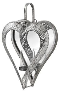 Pauma Small Heart Mirrored Tealight Holder in Antique Silver