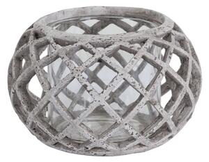 Poppy Round Ceramic Lattice Hurricane Lantern In Stone