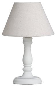 Crania Wooden Table Lamp In White With Beige Shade