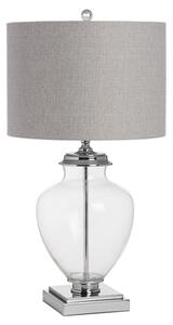 Peoria Mirrored Table Lamp In Silver With Grey Shade