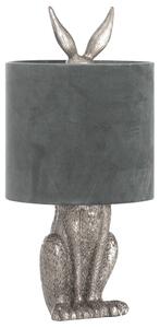 Arminian Hare Table Lamp In Antique Silver With Grey Shade