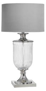 Narnia Mirrored Table Lamp In Silver With Grey Shade