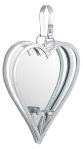 Amelia Small Mirrored Heart Candle Holder In Silver