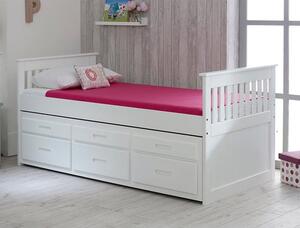 Captains Wooden Storage Single Bed With Guest Bed In White