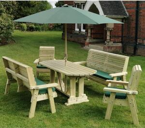 Erog Garden Wooden Dining Table With 2 Benches And 2 Chairs