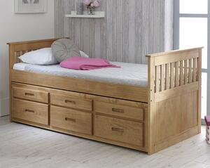 Captains Wooden Storage Single Bed With Guest Bed In Waxed Pine