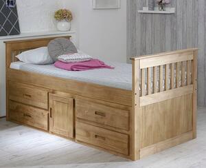 Captains Storage Bed In Waxed Pine With 4 Drawers And 1 Door