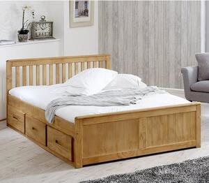 Mission Storage Small Double Bed In Waxed Pine With 3 Drawers