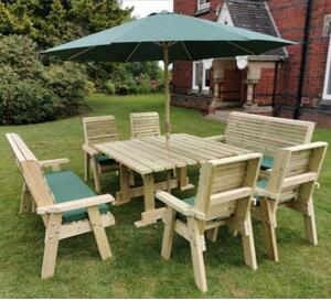 Erog Garden Wooden Dining Table With 4 Chairs And 2 Benches